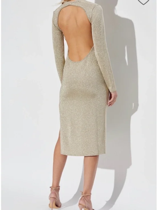 Cult Gaia Shayla Long-Sleeve V-Neck Midi Dress - Picture 2 of 8